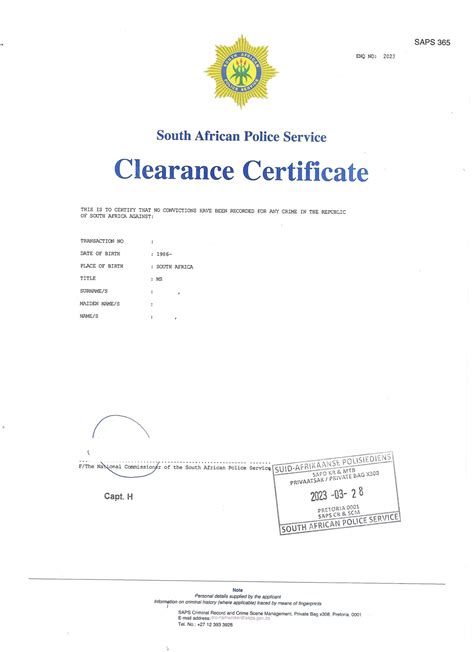 Police Clearance.